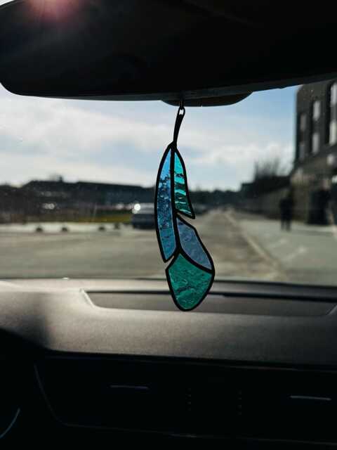 stained Glass Suncatcher Feathers Farmhouse Home House Car Decor Window Wall Hangings. Living Kitchen Bedroom Art - image 1