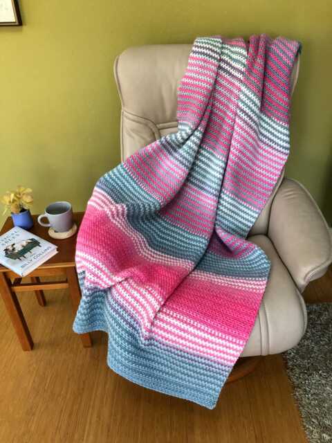 Handmade Striped Crochet Throw - image 1