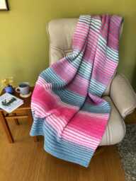 Handmade Striped Crochet Throw - thumbnail 1