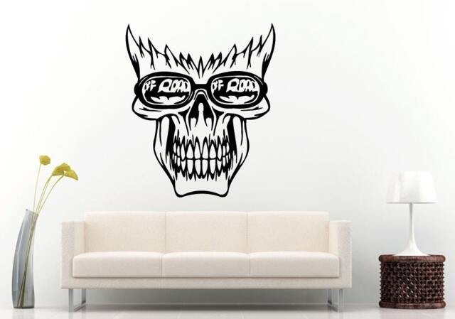 Off Road Sport Utility Vehicle Mountains Rocks Dirt 4 X Flaming Skull Head Wall Decal Vinyl Sticker Mural Room Decor L837 - image 1