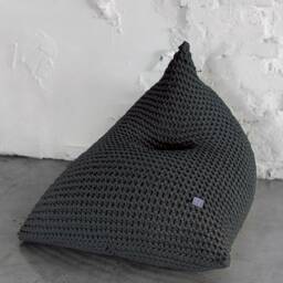 Chunky Knit Graphite Bean Bag Hand-Knitted Cotton Cord Soft Furnishing - thumbnail 3