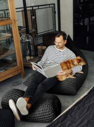 Chunky Knit Graphite Bean Bag Hand-Knitted Cotton Cord Soft Furnishing