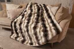 Handmade Faux Fur Throw White Wolf Cream Polar Fleece