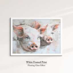 Pigs Abstract Pastel Oil Painting Framed Print & Canvas Large Luxury Animal Wall Art Poster Home Decor Interior Lover Gifts - thumbnail 3