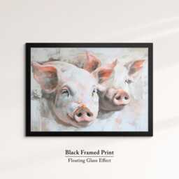 Pigs Abstract Pastel Oil Painting Framed Print & Canvas Large Luxury Animal Wall Art Poster Home Decor Interior Lover Gifts - thumbnail 2