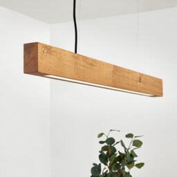 Handmade Oak Led Pendant Lamp Minimalist Beam Chandelier With Wireless Dimming - thumbnail 2
