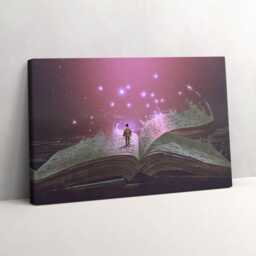 Abstract Book Canvas, Wall Art Picture, Purple Decoration, Abstraction Canvas - thumbnail 1
