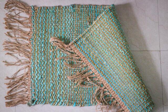 "Handmade Jute-Hemp Rug Multicolor Indian Dhurrie - 1'4"" X 2'3" - image 1