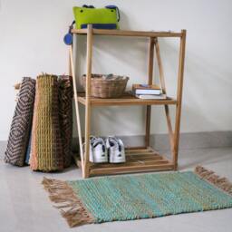 "Handmade Jute-Hemp Rug Multicolor Indian Dhurrie - 1'4"" X 2'3" - thumbnail 2