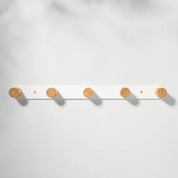 White Ash Minimalist Metal & Wood Wall Mounted Coat Hook - thumbnail 4