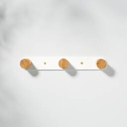 White Ash Minimalist Metal & Wood Wall Mounted Coat Hook - thumbnail 3