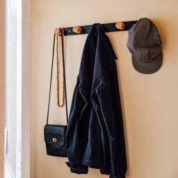 White Ash Minimalist Metal & Wood Wall Mounted Coat Hook - thumbnail 2