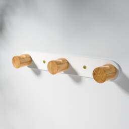 White Ash Minimalist Metal & Wood Wall Mounted Coat Hook - thumbnail 1