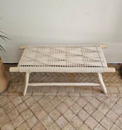 Moroccan Bench With Beige Cord - thumbnail 1