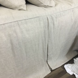 Natural Linen Bed Cover With Tailored Pleats, Simple & Sleek - thumbnail 3