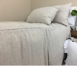 Natural Linen Bed Cover With Tailored Pleats, Simple & Sleek - thumbnail 1