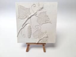 Tile Cucumber Cast. Botanical Decorative Unique Plaster Wall Art Fram?? Wood Concrete Impression Pressed Eco Friendly