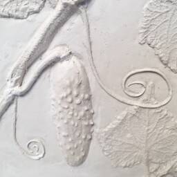 Tile Cucumber Cast. Botanical Decorative Unique Plaster Wall Art Fram?? Wood Concrete Impression Pressed Eco Friendly - thumbnail 3