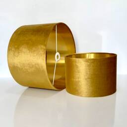 New Luxury Handmade By Order Drum Velvet Mustard Gold Lamp Shade Pendant Light With Metallic Panels Lining - thumbnail 3