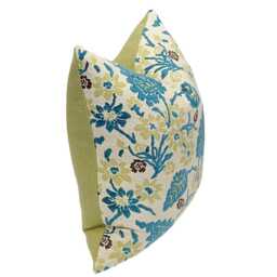 Teal Floral Leaf Chenille Pillow Cover - Astor Place Peacock Designer Throw Transitional Home Decor Sofa Chair - thumbnail 3