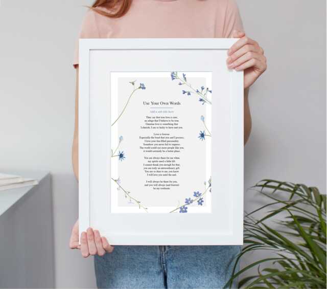 Use Your Own Words Custom Made Floral Abstract Poem Print Personalised Anniversary Gift Framing Wall Decor Handmade Wedding - image 1