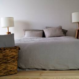 Linen Bedding Set, 5 Pcs - Queen Size, Light Gray & Dusty Pink Linen - thumbnail 2