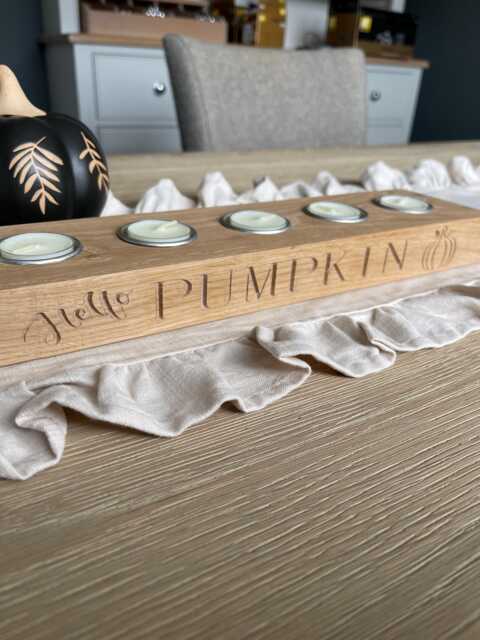 Personalised Engraved Halloween Oak Tea Light Holder Candles, Autumn Gift For Him Her, Warming Decorative Gift, Hello Pumpkin Holder. Wooden - image 1
