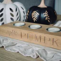 Personalised Engraved Halloween Oak Tea Light Holder Candles, Autumn Gift For Him Her, Warming Decorative Gift, Hello Pumpkin Holder. Wooden - thumbnail 4