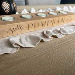 Personalised Engraved Halloween Oak Tea Light Holder Candles, Autumn Gift For Him Her, Warming Decorative Gift, Hello Pumpkin Holder. Wooden - thumbnail 2