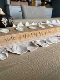Personalised Engraved Halloween Oak Tea Light Holder Candles, Autumn Gift For Him Her, Warming Decorative Gift, Hello Pumpkin Holder. Wooden