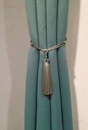 Silk Tassel Curtain Tiebacks Handmade Silver Decor, Sheer Shower Decor
