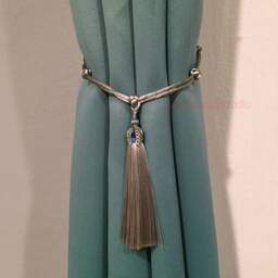 Silk Tassel Curtain Tiebacks Handmade Silver Decor, Sheer Shower Decor - thumbnail 3