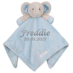 Personalised Embroidered Baby Blue Elephant With Silver Blanket Gift Set Newborn Gifts Keepsake Special Present New Boy 1st Toy - thumbnail 3