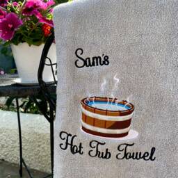 Embroidered Hot Tub Towel, Personalised Name, Pool Party Gift - thumbnail 3