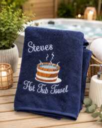 Embroidered Hot Tub Towel, Personalised Name, Pool Party Gift - thumbnail 1