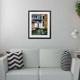 Venice Gondola Ride Watercolor Art Print, Italian Landscape - thumbnail 2