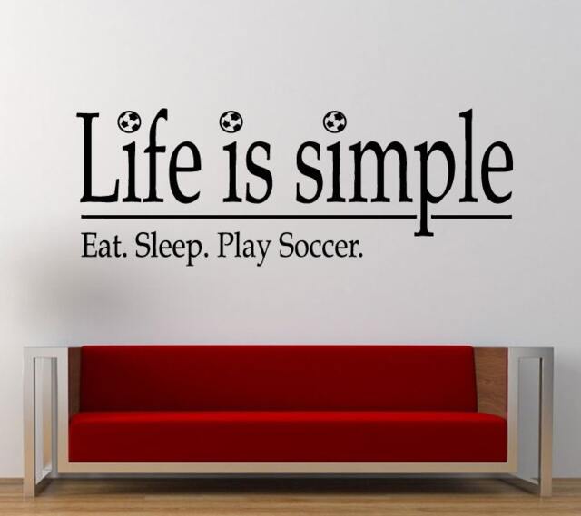 Life Is Simple Eat Sleep Play Soccer Sport Game Outdoors Wall Decal Sticker Vinyl Mural Leaving Bedroom Room Home Decor Free Shipping L284 - image 1