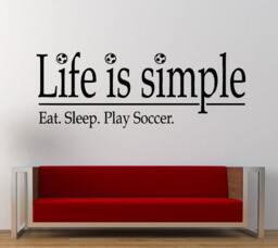 Life Is Simple Eat Sleep Play Soccer Sport Game Outdoors Wall Decal Sticker Vinyl Mural Leaving Bedroom Room Home Decor Free Shipping L284 - thumbnail 1