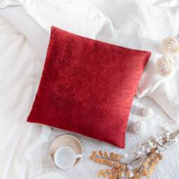 Bright Burgundy Throw Pillow Cover, Decorative Cushion Covers, Velour Blend With Soft Sparkles Pillowcase, Farmhouse Boho Rustic Pillows - thumbnail 2