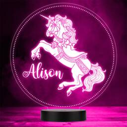 Carousel Fairground Style Unicorn Horse Kids Gift Colour Change Night Light - thumbnail 1