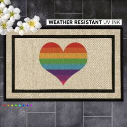 Love Heart Doormat - Pride Month Welcome Mat Lgbtqi Gifts Happy Custom