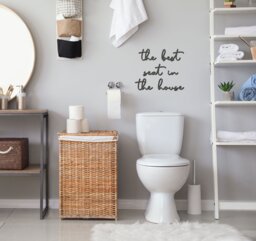 Bathroom Wall Art Best Seat in The House Acrylic & Oak Wood Sign, Matte Finish - 2 Sizes, 3D Effect, Home Decor - thumbnail 1