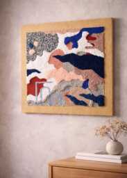 Terracotta Tide - Textured Textile Wall Art Dimensional Abstract Fiber Modern Coastal Decor - thumbnail 1