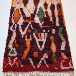 Authentic Handmade Moroccan Rug - Burgundy Abstract Geometric Berber Carpet Dark Boho Wool Area - thumbnail 3