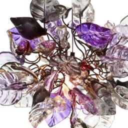 Pendant Lighting, Island Lighting With Purple, Gray & Clear Flowers Leaves - thumbnail 4