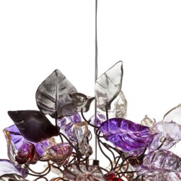 Pendant Lighting, Island Lighting With Purple, Gray & Clear Flowers Leaves - thumbnail 3