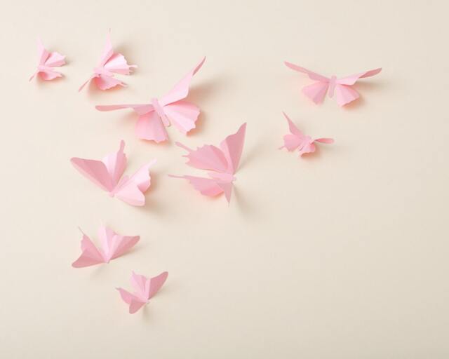 3D Wall Butterflies Seashell Pink Metallic Butterfly Art For Woodland Baby Shower, Nursery Decor - image 1