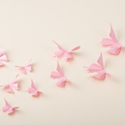 3D Wall Butterflies Seashell Pink Metallic Butterfly Art For Woodland Baby Shower, Nursery Decor - thumbnail 2