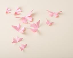 3D Wall Butterflies Seashell Pink Metallic Butterfly Art For Woodland Baby Shower, Nursery Decor - thumbnail 1