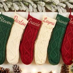 Personalized Knitted Stockings, Embroidered Christmas Stocking, Xmas Gift, Family Monogram Holiday Stocking With Name, Tree Decor - thumbnail 3